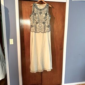 J Kara Gray and Silver Embellished Dress - Size 16